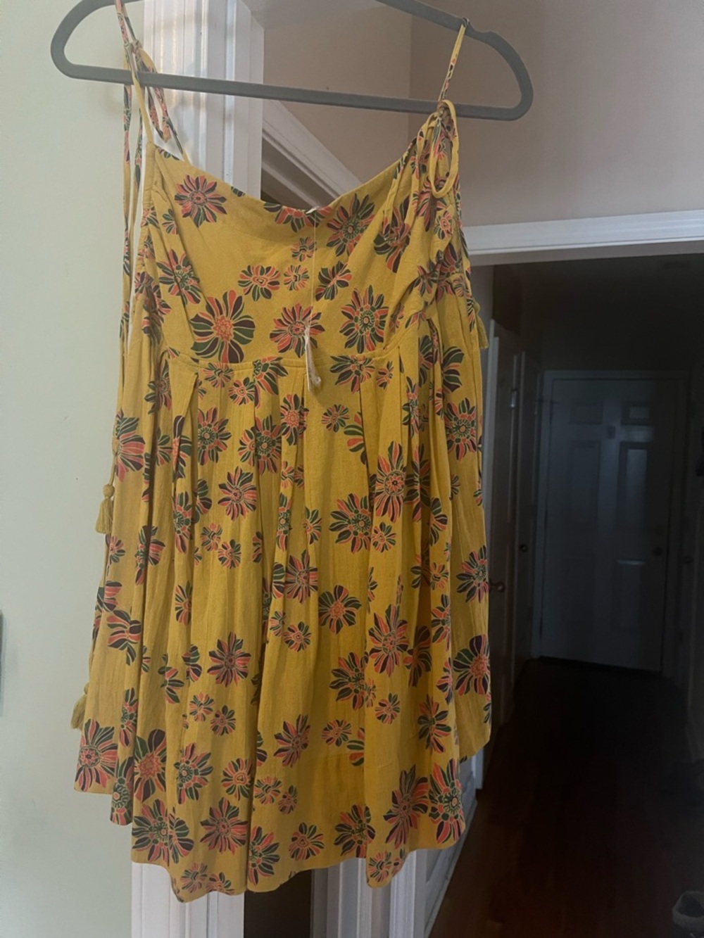 Free People Yellow Floral Spaghetti Strap top